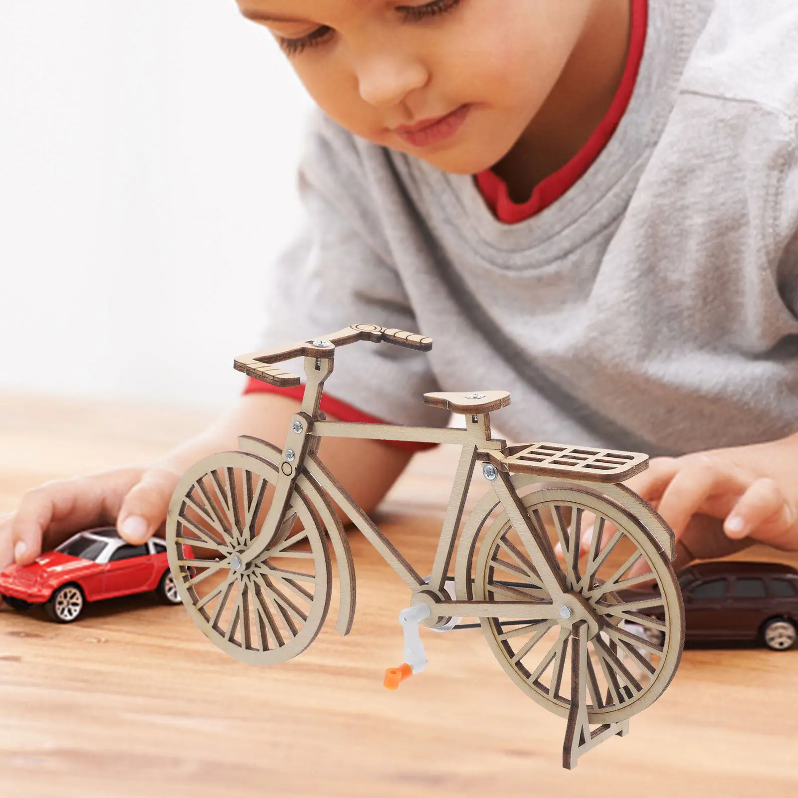 

Children's Science Experiment DIY Bicycle Small Mechanical Vintage Bike Belt Drive Creative Educational Desktop Mechanical Bike