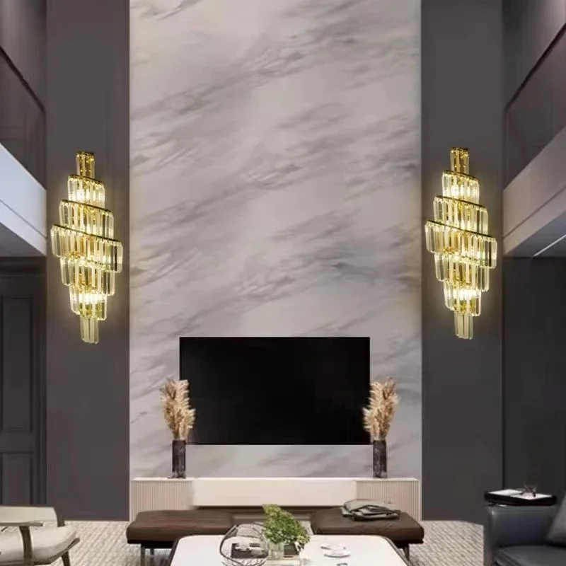 Modern Luxury Crystal Glass Led Wall Lamp Bedroom Bedside Corridor Aisle Living Room Background Study