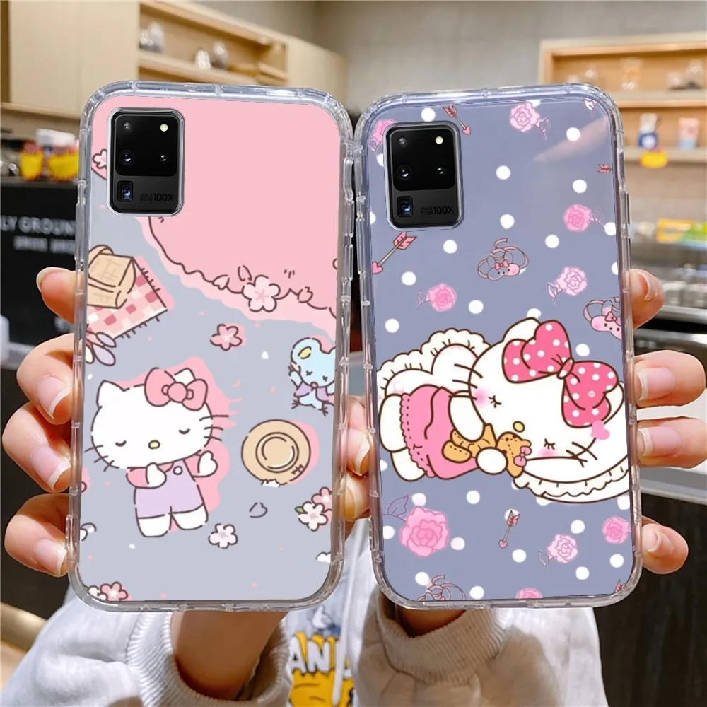 Sario-H-Hello Cat K-Kitty  Phone Case For Samsung Galaxy A52 A12 A51 S21 Edge S22ULTRA S23 S20LITE Plus ultra Transparent Cover