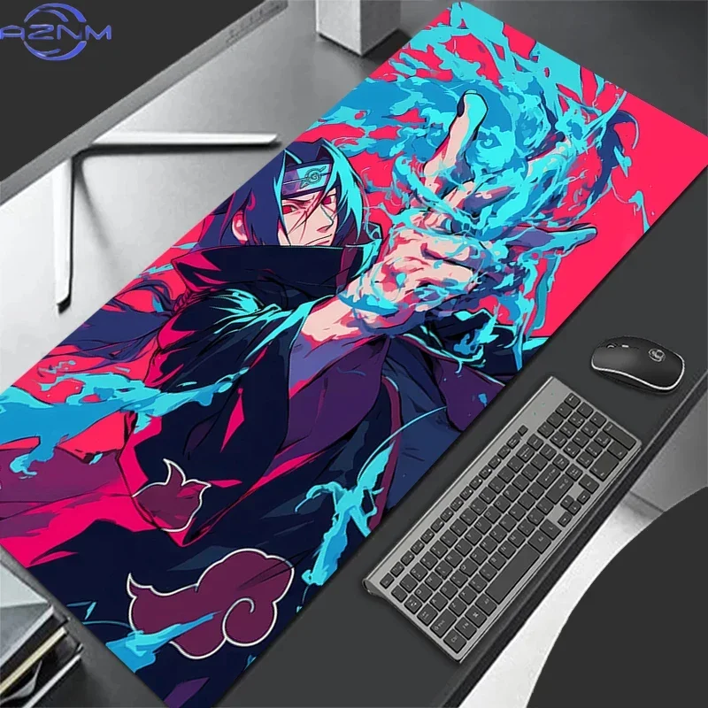 Vibrant Splatter Paint Anime Portrait Graphic Mouse Pad, Rubber Non-Slip Base, Smooth Fabric Gaming Desk Mat for Desktop Gaming