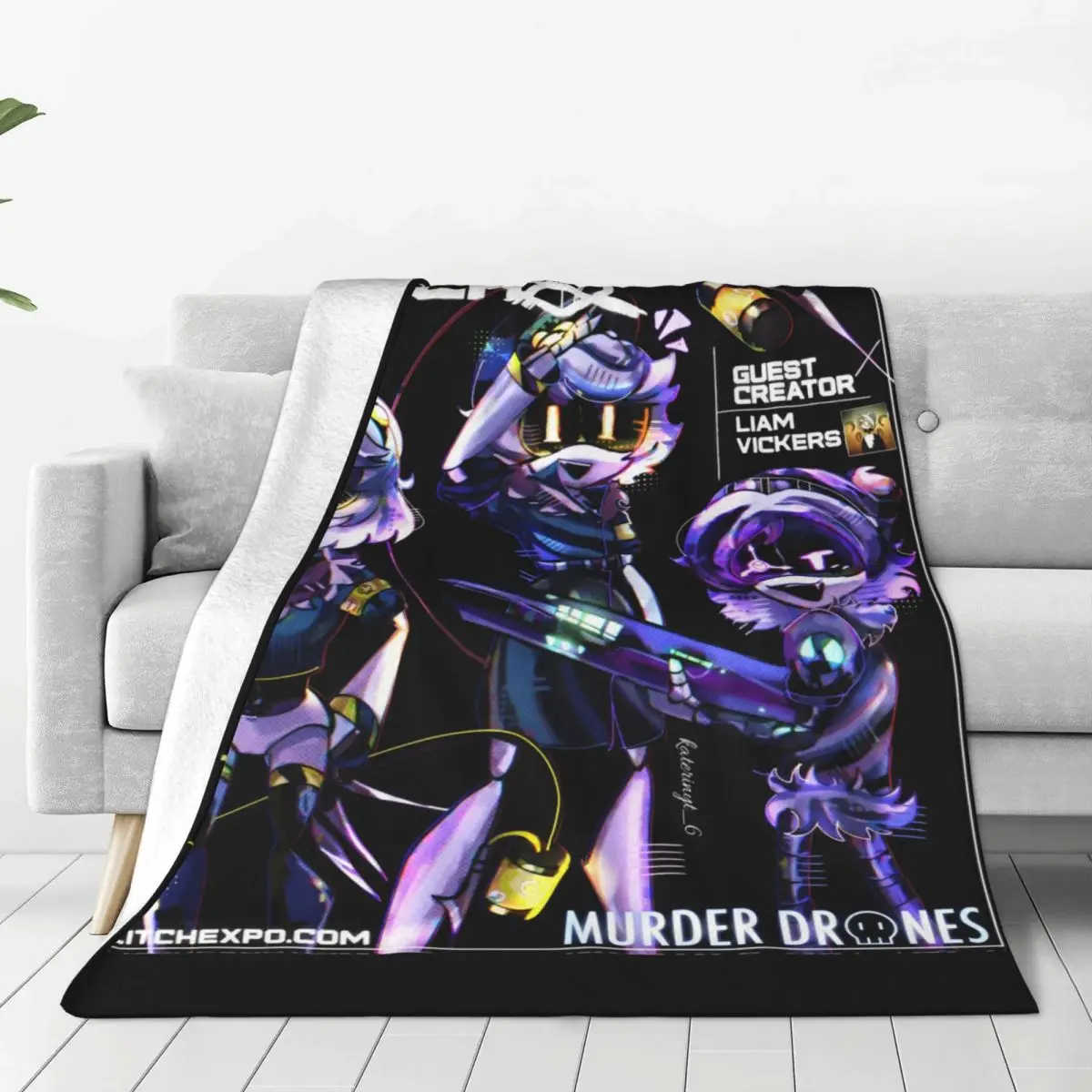 Murder Drones Anime (3) Blanket Super Soft Funny Plush Throw Blanket For Couch Chair Airplane Travel Flannel Bedspread Bed Cover