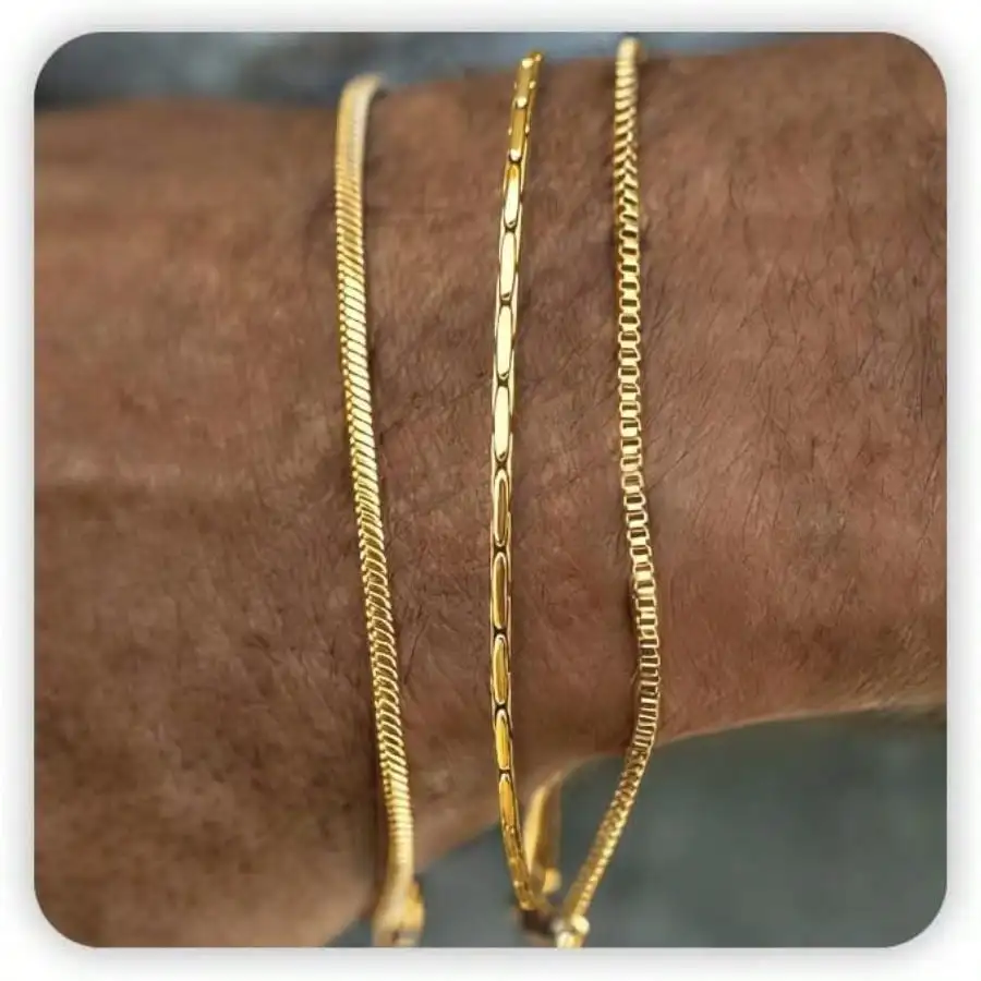 Pulsera de Cadena Fina de Oro/Plata, Pulseras Apilables de Plata Bañada en Oro de 14K para Hombre, Pulsera de Acero Inoxidable Ajustable con Dije de Cruz, Pulsera de Eslabones Cubanos, Joyería de Serpiente para Hombre, Regalo de Cumpleaños para Papá
