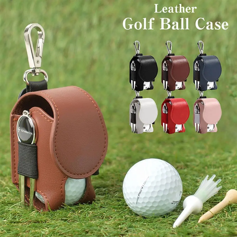 Mini PU Leather Pouch Golf TEE Case Storage Golf Ball Bag Waist Holder