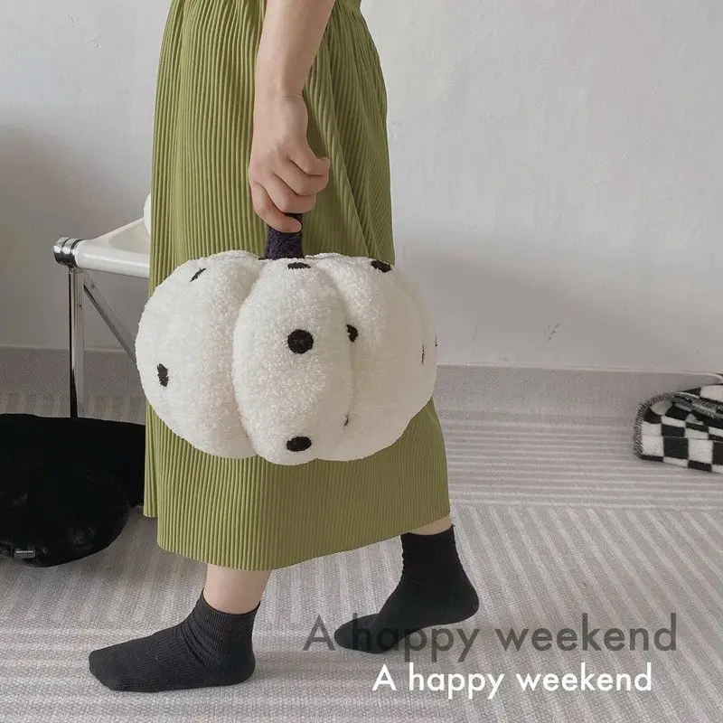Polka Dot Plush Pumpkin Throw Pillow Soft Pumpkin Cushion Nordic Home Sofa Bed Decorative Halloween Thanksgiving Fall Decor Gift