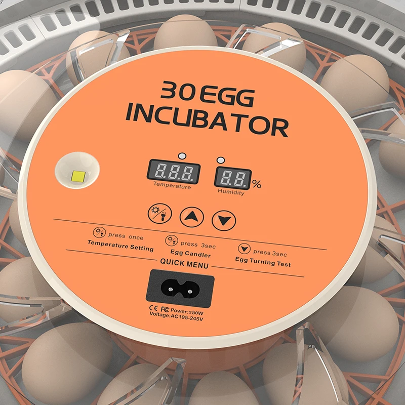 Incubatrice per uova da 30 posti con display automatico dell'umidità