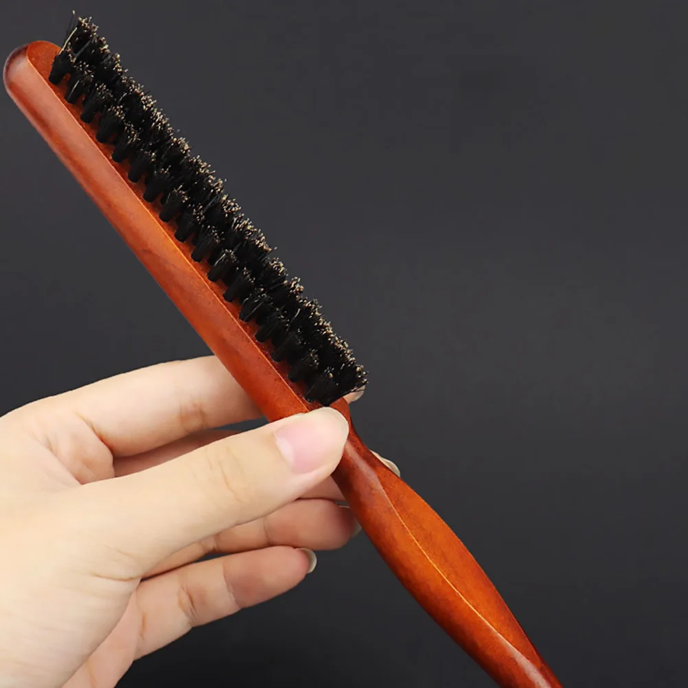 1pc Wave Curling Comb Brown 3-Row Bristle Teasing Brush For Styling Salon Tool Hairbrush Rat Tail Wooden Handle