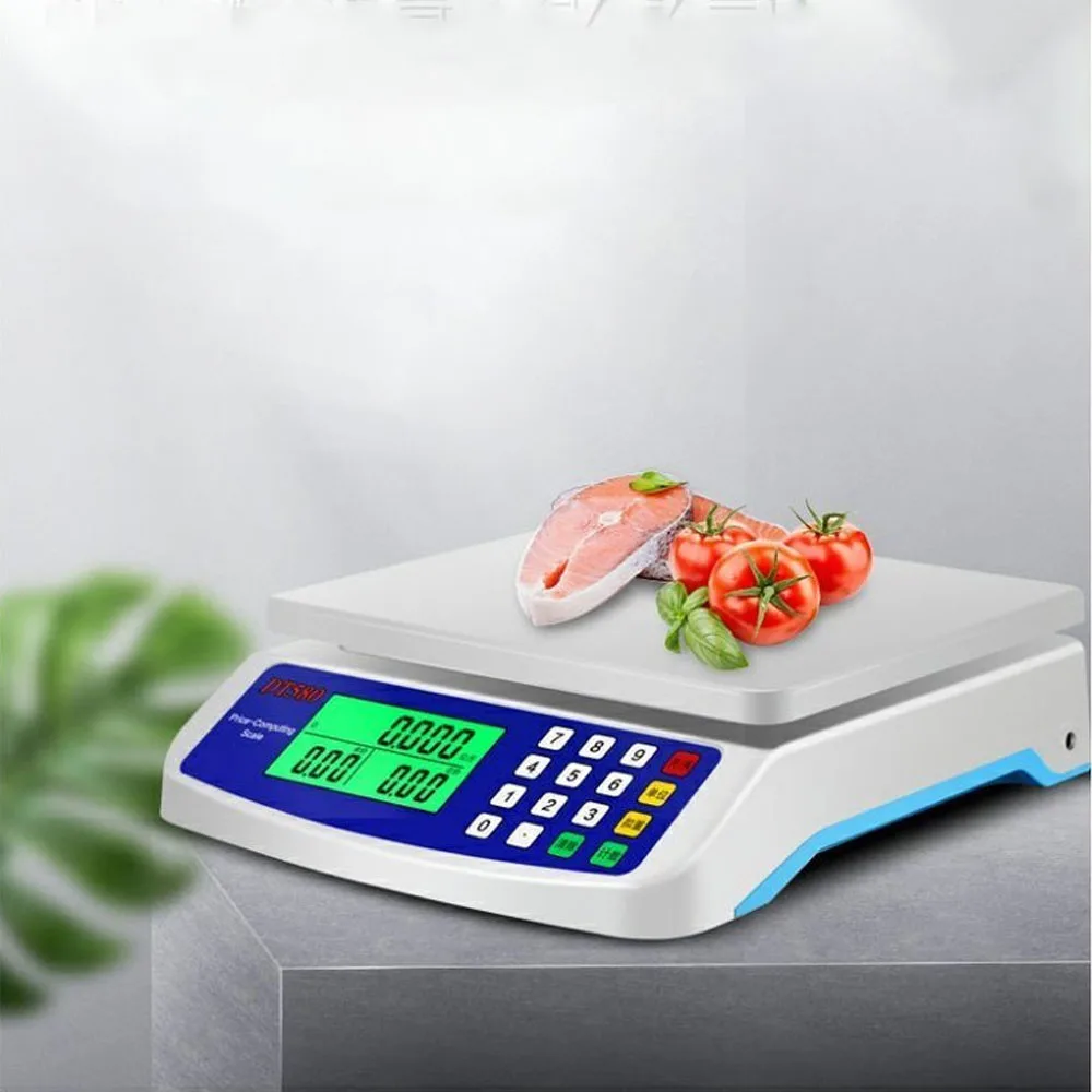 Báscula de cocina Digital electrónica de precisión, 30kg/1g, pantalla LCD, balanza de peso para contar para tienda comercial, pesaje de alimentos y frutas