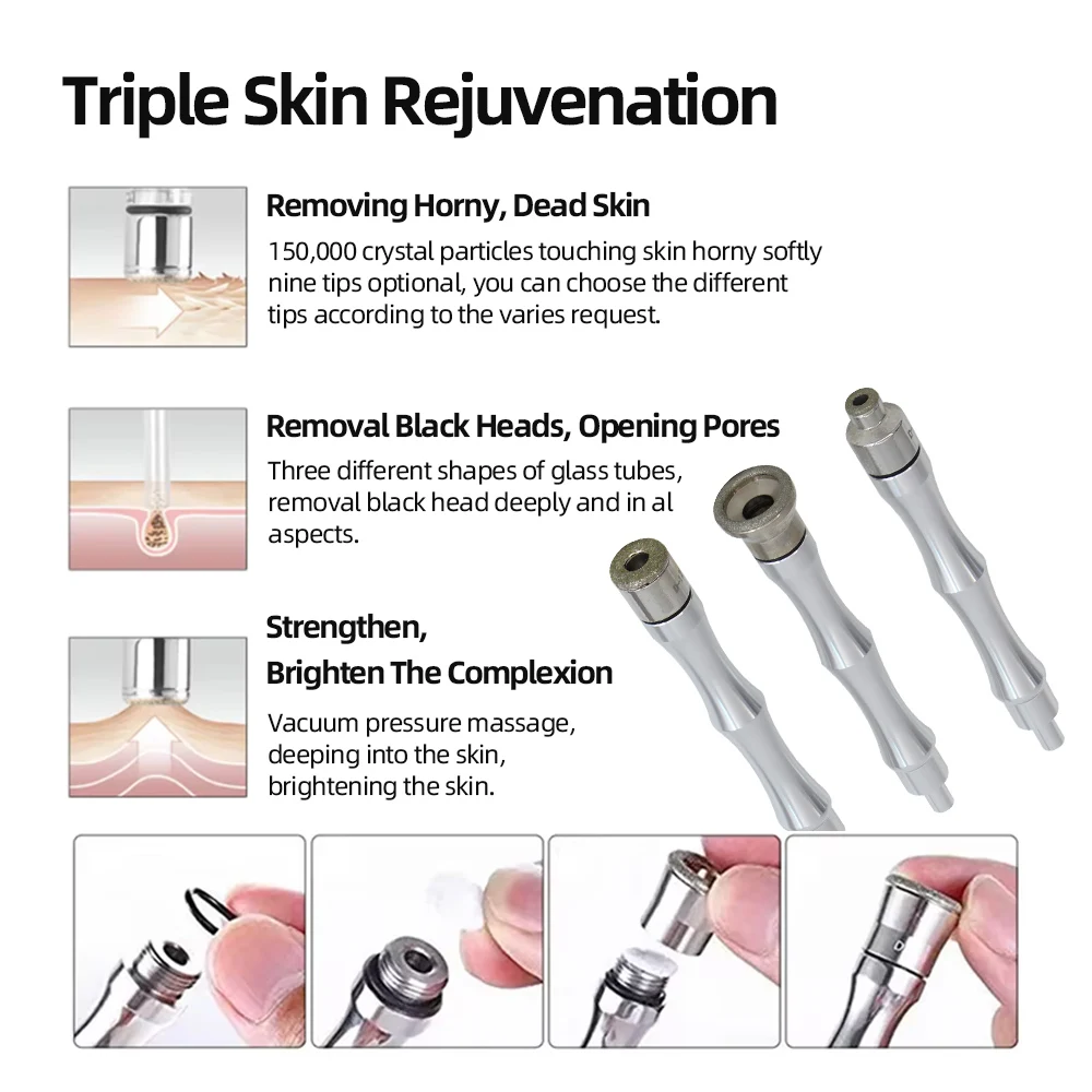 ماكينة تجميل الماسات الدقيقة ، بخاخ ماء ، جهاز فراغي للتقشير ، أداة تقشير الوجه السوداء المضادة للتجاعيد ، 3 في 1 #4