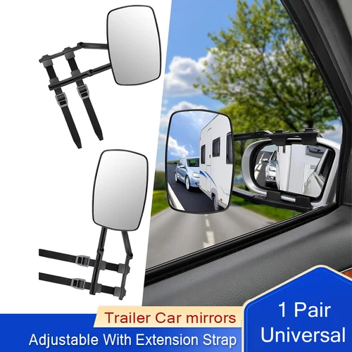 Juego de 2 espejos universales para remolque exterior de coche, rotación de 360 y vista trasera plegable, espejos ciegos para remolques, furgoneta RV