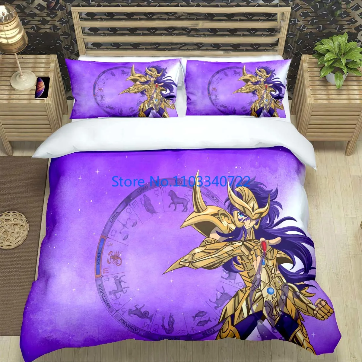 Cartoon Saint Seiya Printed Bedding Set Anime Duvet Cover Set 3D Print Comforter Cover Bedclothes for Boy Girl Sets Decor