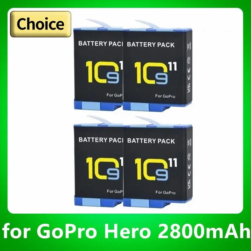 

2800mAh for GoPro Hero 11Three-Ways LED Light Battery Charger Battery Storage For GoPro 11 10 9 Accessories