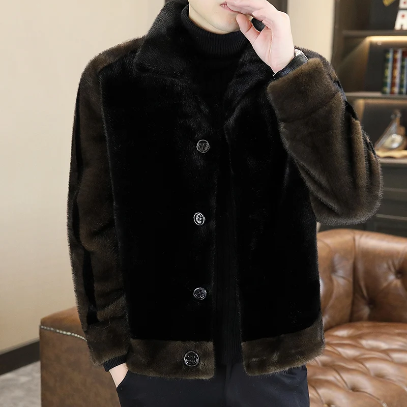 Autumn Winter Double-Sided Wear Golden Mink Velvet Faux Fur Coat Thickened Jacket Leather Fur Integrated Warm Outerwear