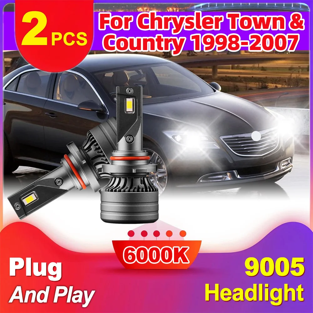 

2PCS 9005 Headlight 120W High Power Brightest Upgraded Plug And Play Turbo Lights 6000K For Chrysler Town & Country 1998-2007