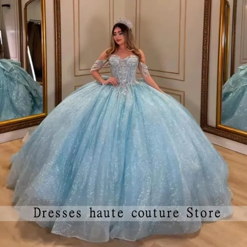 

Shiny Quinceneara Dress Plus Size Bow Ruffles Off Shoulder Tassles Birthday Party Vestidos De 15 Anos Customized