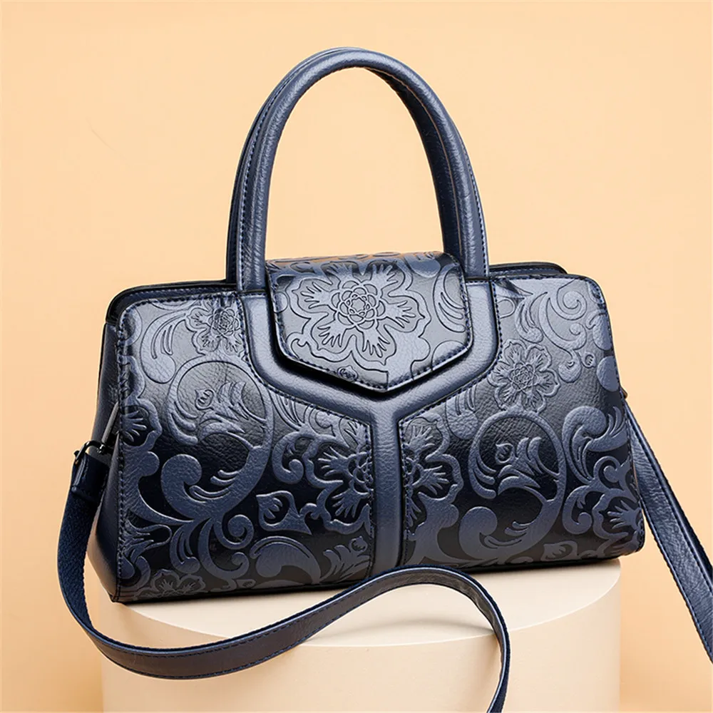 Women Soft Leather Handbags Luxury Designer Embossing Shoulder Crossbody Bag Ladies Large Capacity Shopping Brand Messenger Tote