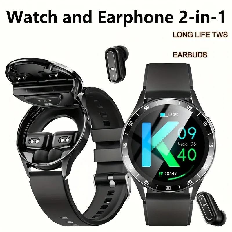 

TWS 2 в 1, гарнитура NFC, умные часы, беспроводные Bluetooth-наушники, тестирование артериального давления, сердечного ритма, спортивные умные часы для фитнеса, 2025