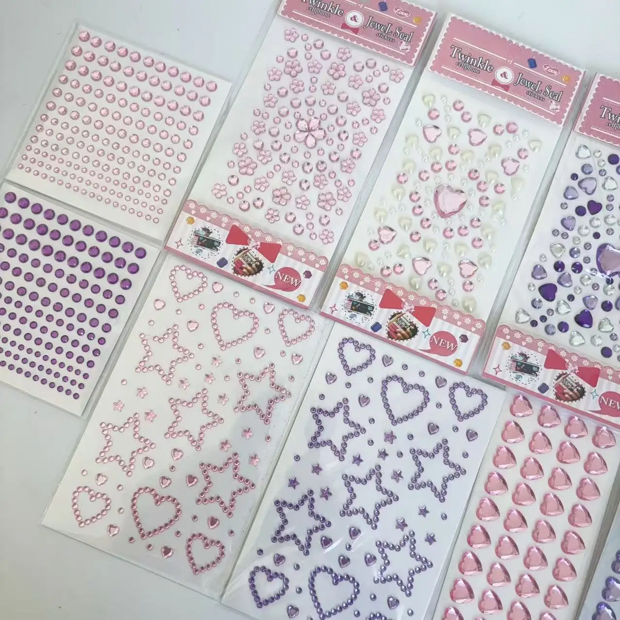10 أوراق من ملصقات الماس الكريستالية من سلسلة الوردي والأرجواني لهدايا الأطفال وحافظة الهاتف المحمول وملصقات الديكور pr #4