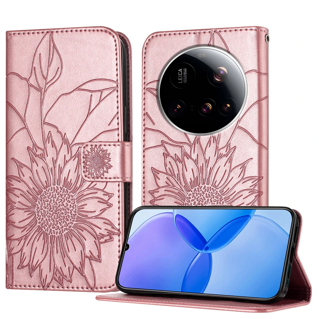 

Кожаный флип-чехол с подсолнухом для XIAOMI MI POCO F5 X6 X7 F6 C75 C40 M7 PRO 4G 5G, чехол для телефона, минималистичный чехол с картой