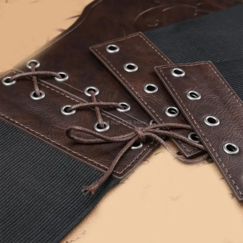 حزام مشد قابل للتعديل من جلد البولي يوريثان، حزام مشد للخصر للارتداء اليومي والمناسبات الاجتماعية، إكسسوار أزياء الهالوين