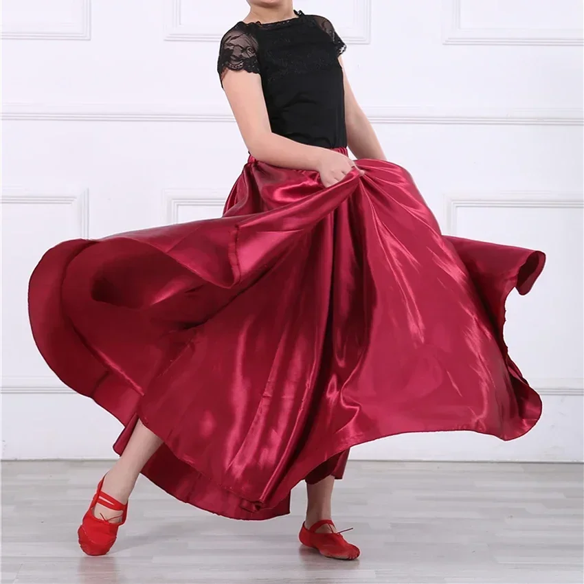 

10 colors Kids Girls Belly Dance Costumes for Children Belly Dancing Indian Bollywood Performance Gypsy Solid Satin 360 Skirt