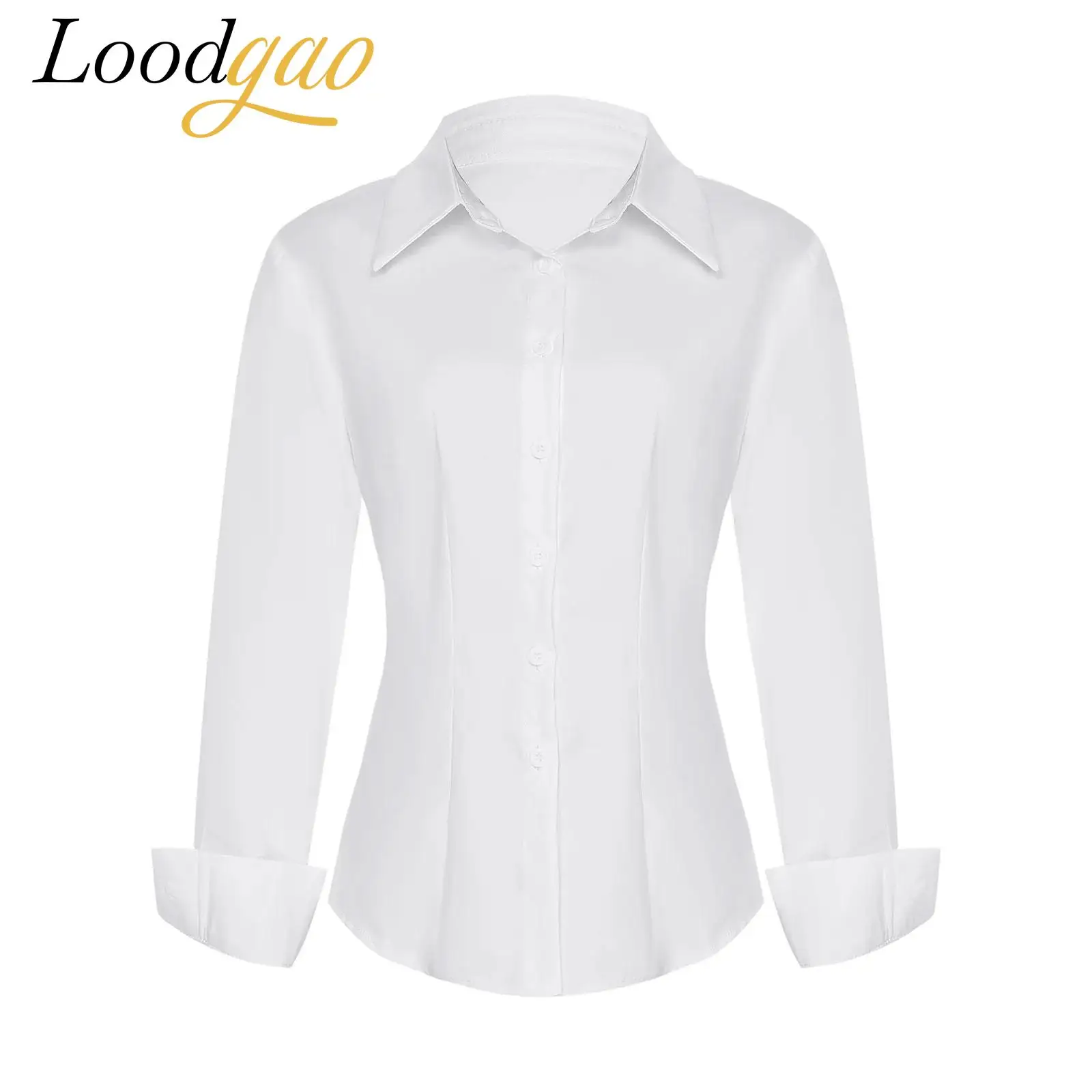 

Shirts OL Office Lady Clothes Womens Long Sleeve Button-down Shirt Lapel Blouse Femme Lace-up Back Slim Business Work Basic Tops