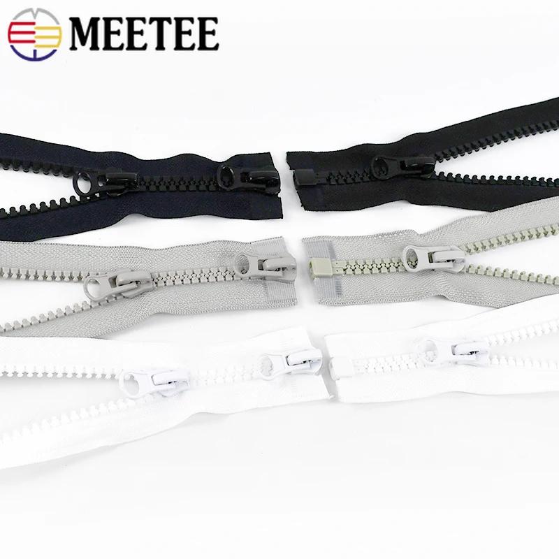 8 #   Meetee 15-500 مللي متر الراتنج سستة الشريط مع مزدوجة المنزلق سترة الأحذية المفتوحة سحابات أكياس البريدي طقم تصليح DIY بها بنفسك الخياطة اكسسوارات