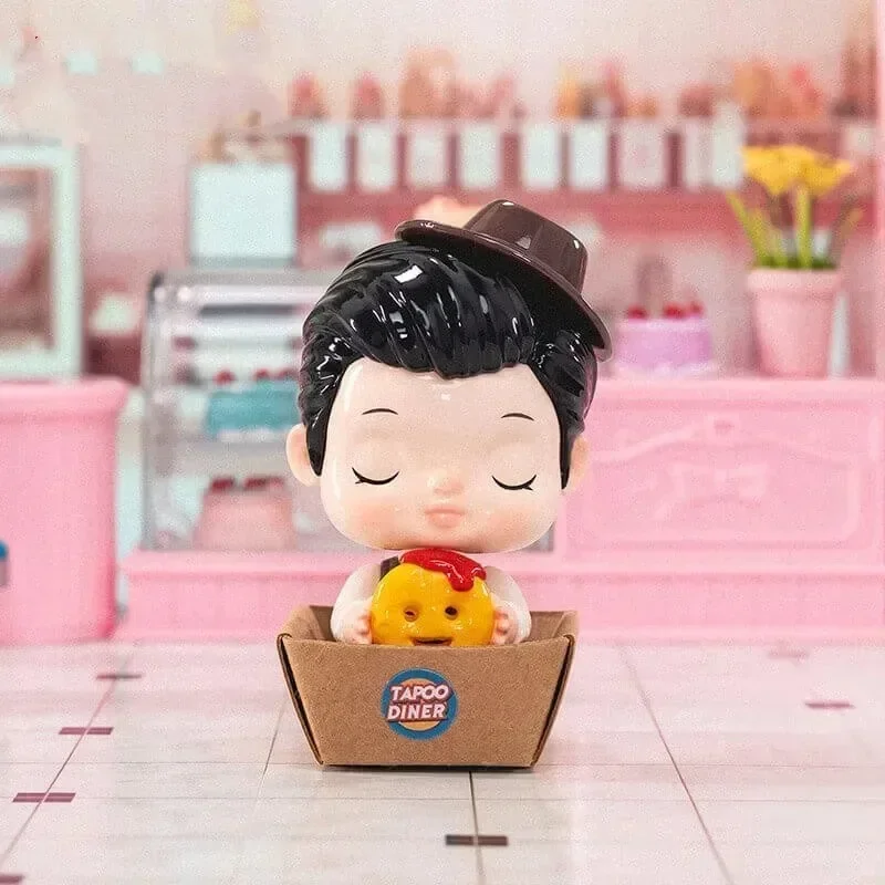 

POP MART TAPOO Ретро Diner Series, натуральная глухая коробка, загадочная коробка, кавайные украшения, фигурки, домашний декор, настольная модель, куклы