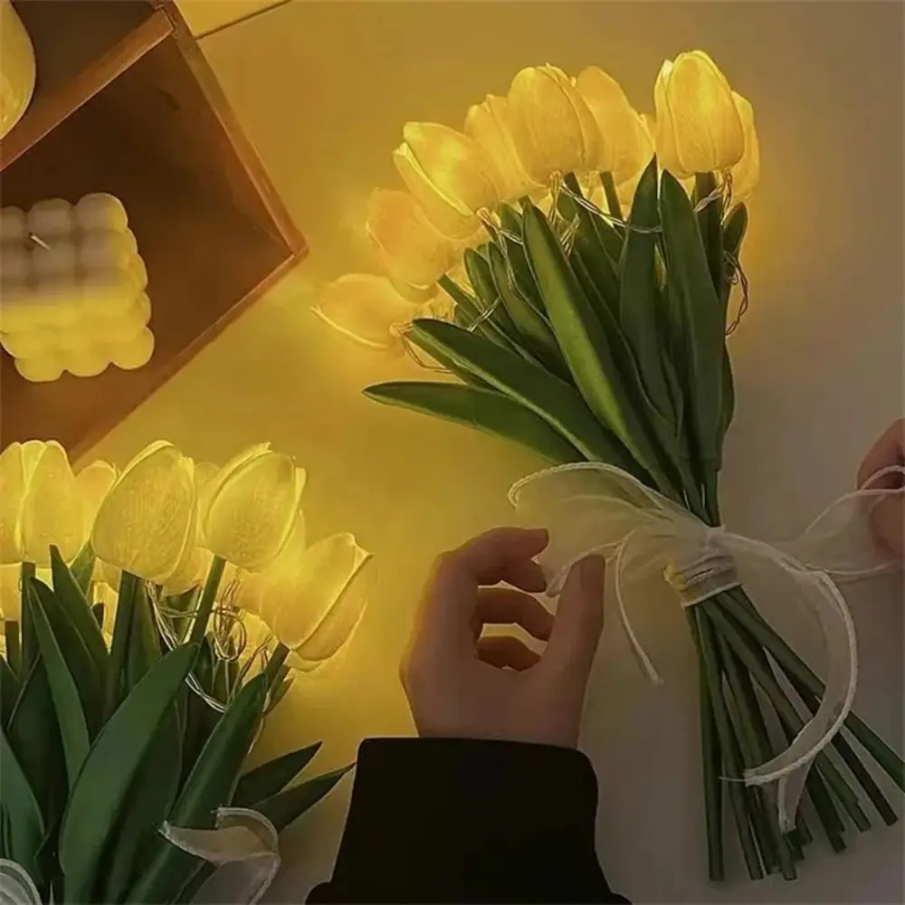 LED LED Tulip Night Lamp Simulation Design Table Lamp Simulated Flower Bouquet Lamp Artificial Flowers Decorative