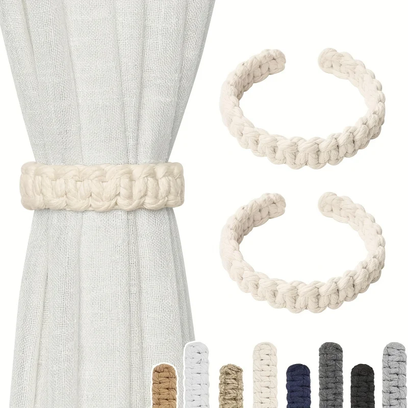 2pcs Hemp Rope Curtain Bandage Rope Hand-Woven Variety Cotton String Back Lace-up Suitable for Home and Office Decorations