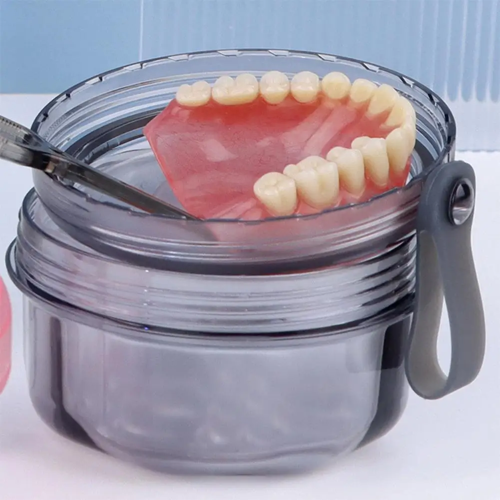 Denture Box Impact-resistant Dental Case Leakproof Denture Bath Case Food Grade Soaking Cup for False Teeth Holder Bpa Free