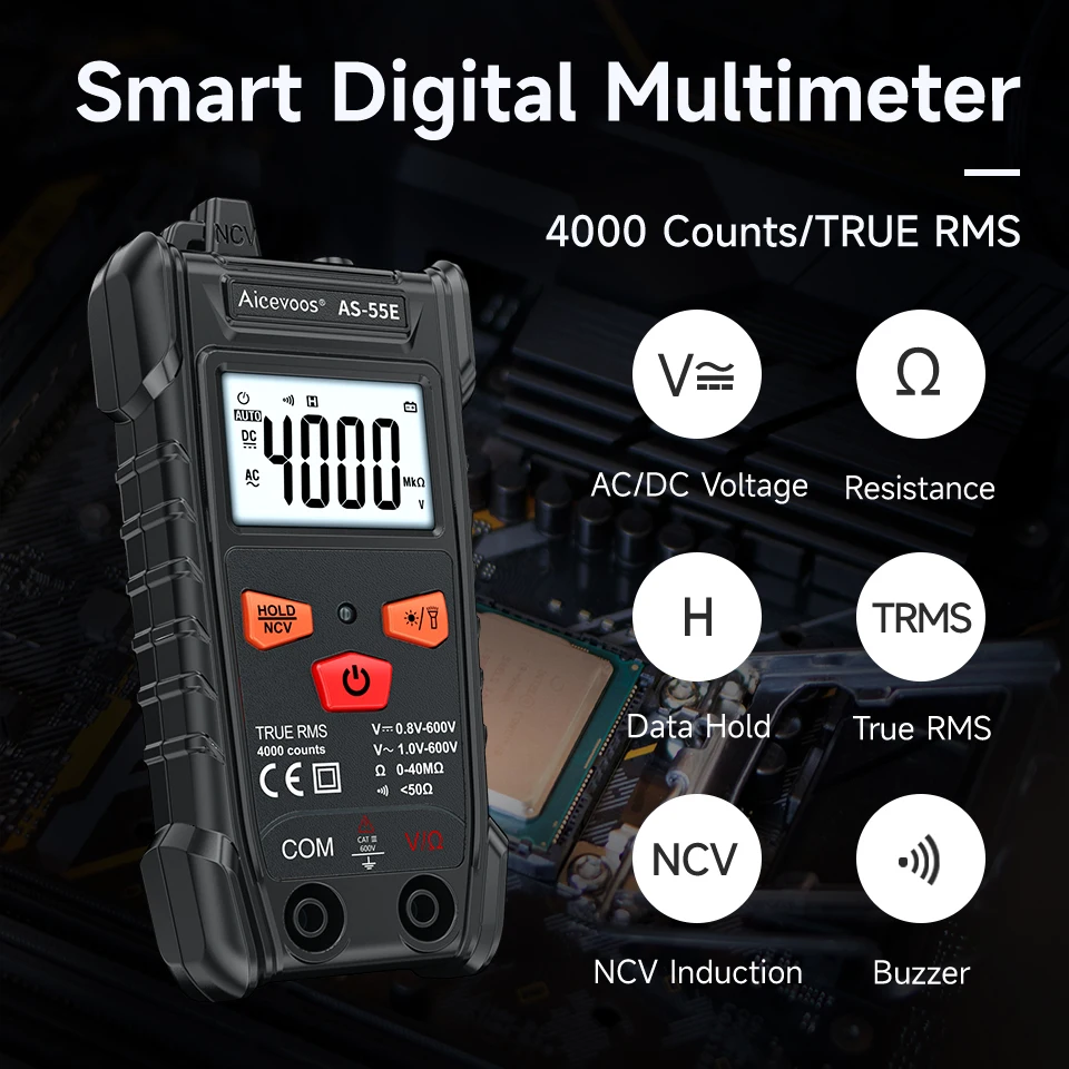 

Aicevoos Automatic Smart Digital Multimeter True RMS Auto Range DC/AC Voltage Tester Electrical Professional Multimetro NCV