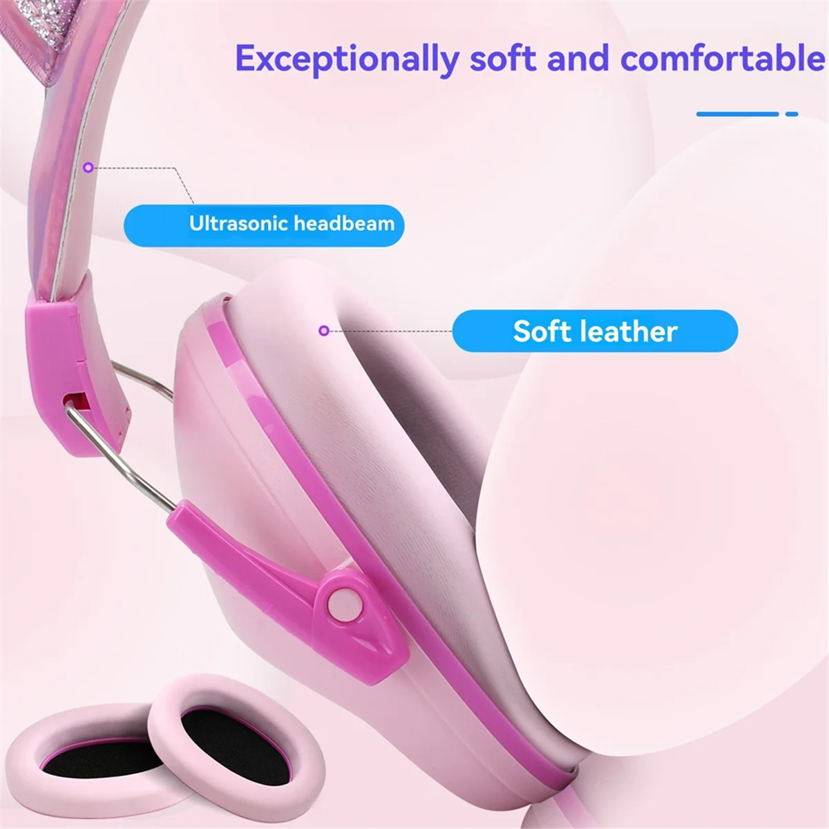 

2025+Pink Cat Ears Kids Earmuffs Adjustable Anti-Noise Hearing Protector for Children for Study & Sleep Noise Cancelling