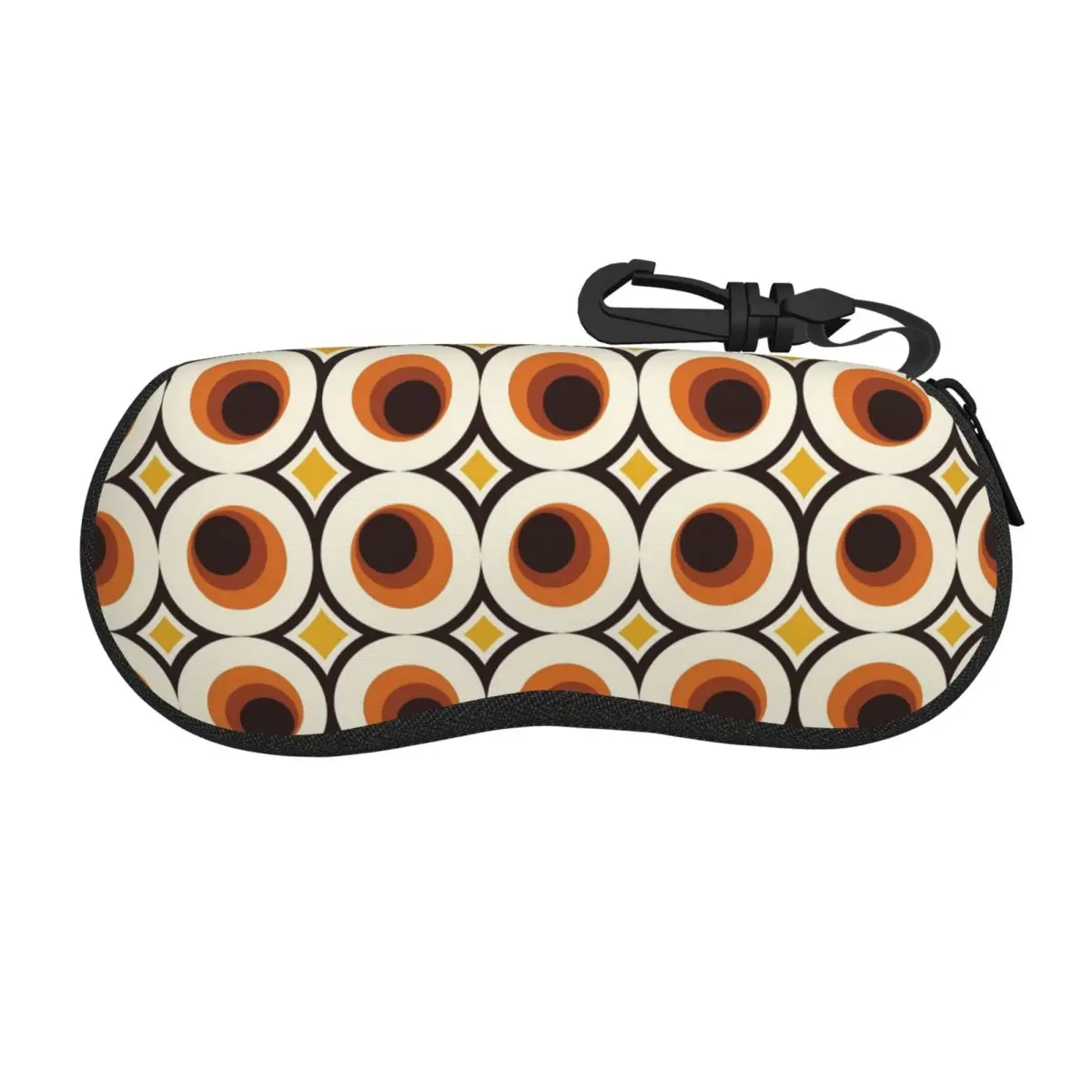 1970s Orange Mid-Century Modern Circle Shell Glasses Case Protective Sunglasses Box Women Men Soft Eyeglass Bag Pouch