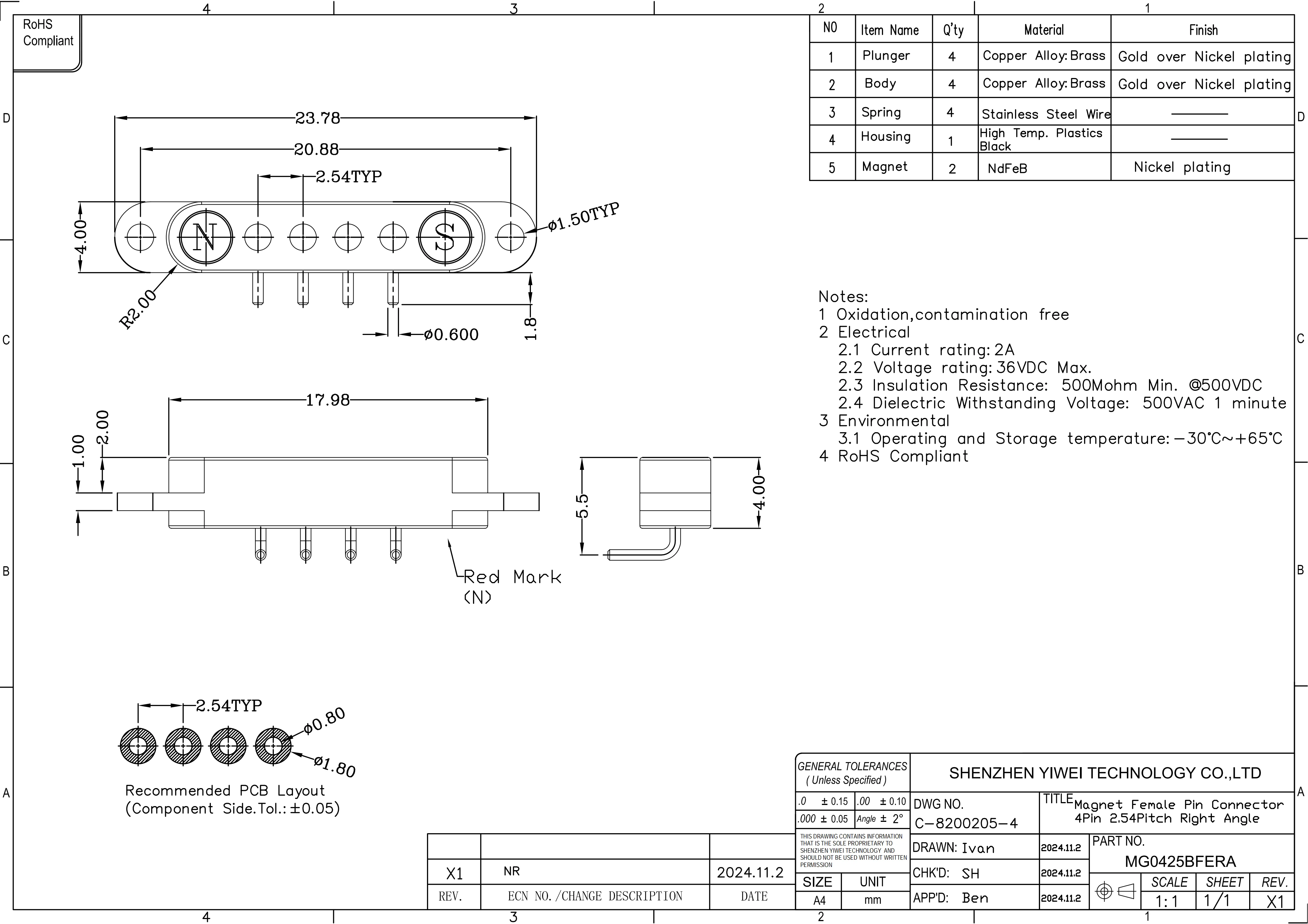 1/3/5 Paar federbelastete männlich weiblich 2,54 mm Rastermaß 2P 3 4 5 6 7 8 9 Pole Durchgangslöcher PCB BTB Stecker 2A DC magnetischer Pogo Pin – Detail 19
