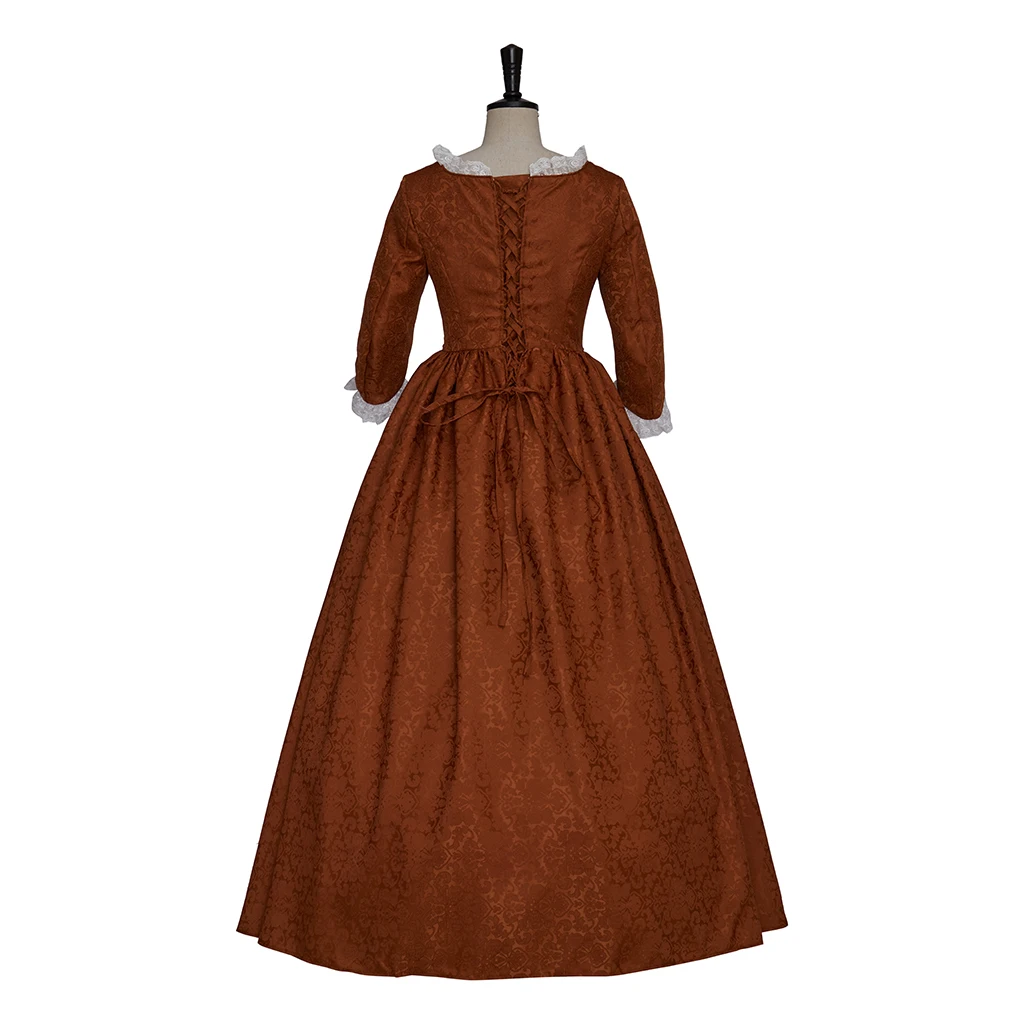 ผู้หญิงประวัติศาสตร์สีน้ําตาลเครื่องแต่งกาย Retro ยุคกลาง Belle ชุด Victorian Renaissance Gothic Dress
