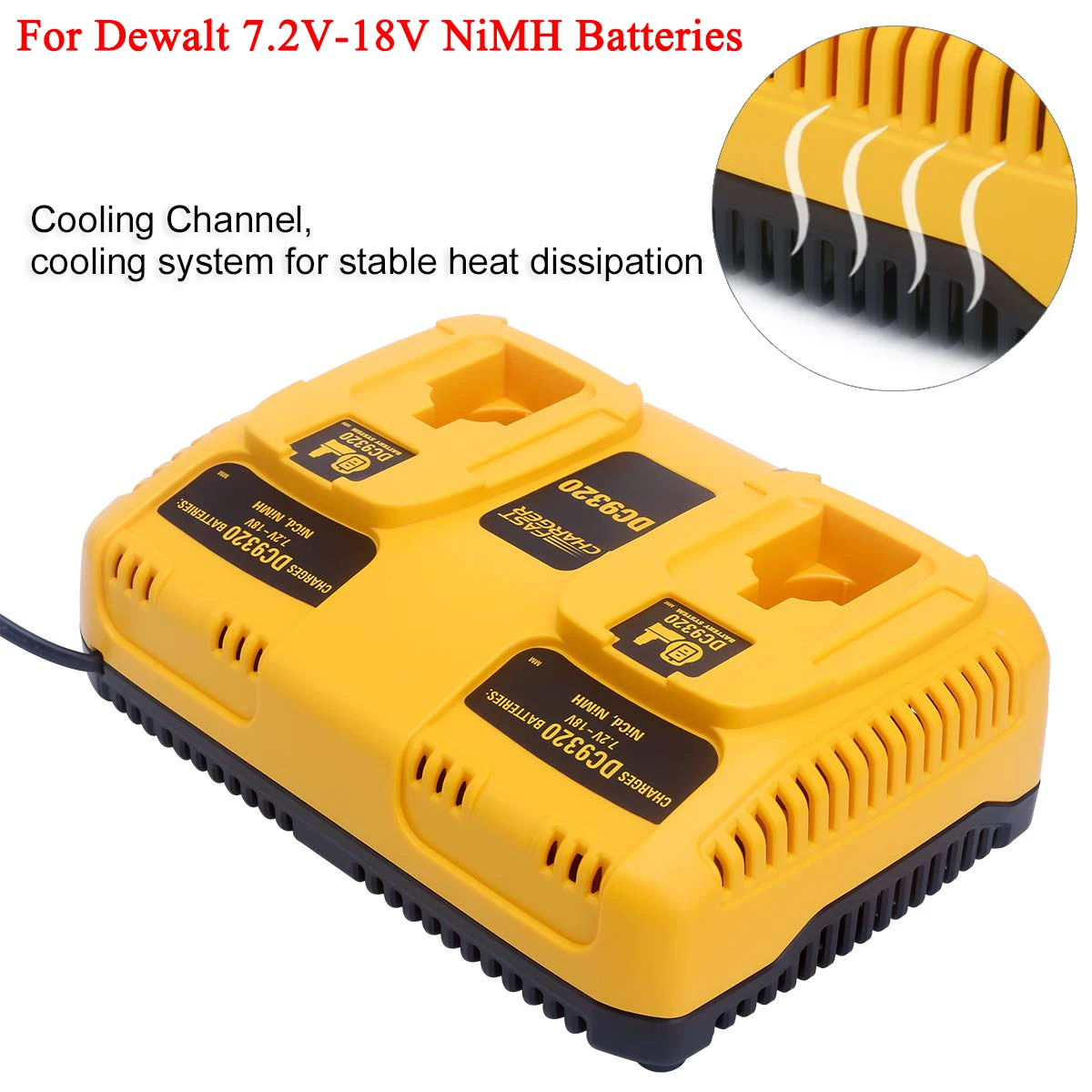 

Portable Rapid Charger Dual-Port Charging Station DC9320 Battery Charger Compatible with For Dewalt 7.2V-18V NiCd/NiMH Batteries