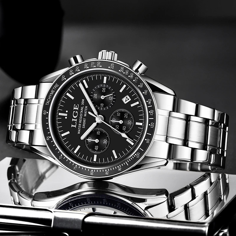 LIGE Fashion Quartz Wrist Watch For Men Outdoor Sport Waterproof Chronograph Luminous Men's Watches Military Big Dial Watch Men - view 2