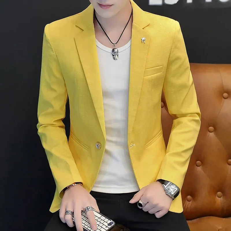 

2026 New Autumn Men Casual Business Blazer Solid Color Korean Slim Fit Single Breasted Non Iron Lightweight Fashion Suit Jacket