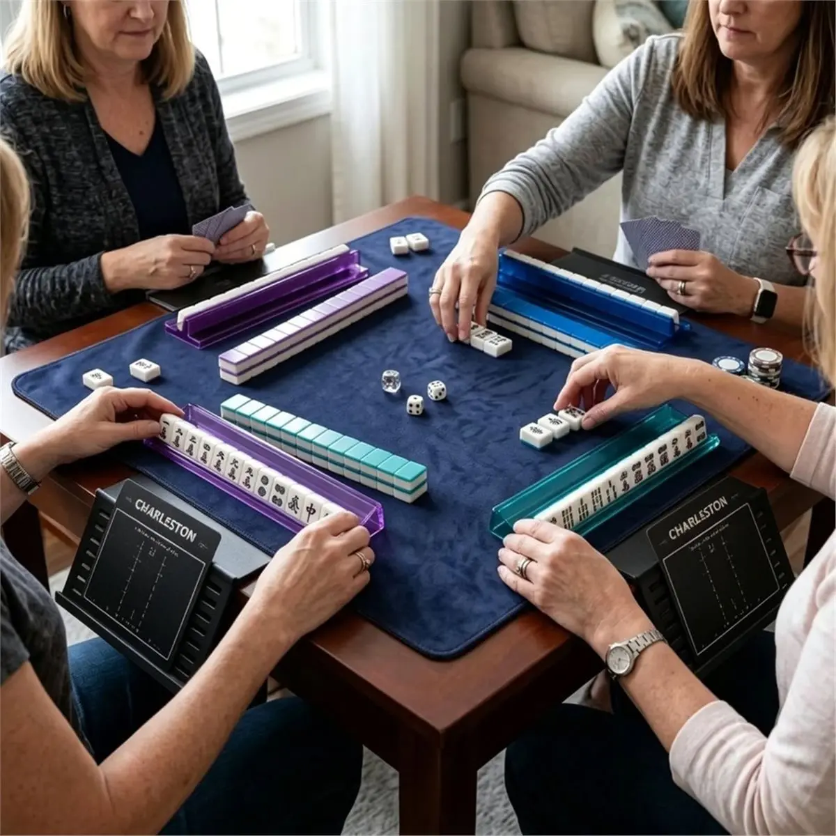 Foldable Mahjong Card Holder Adjustable Under Mat Slide-in Stand Household Mahjongs Holder for American Mahjongs