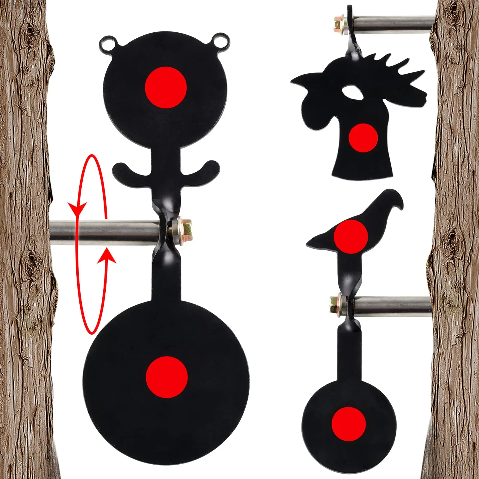 

360 ° Rotation 3mm Steel Bear Bird Rooster Shooting Targets - Suitable for BB Guns, Air Rifles,Pistols Outdoor Shooting Practice