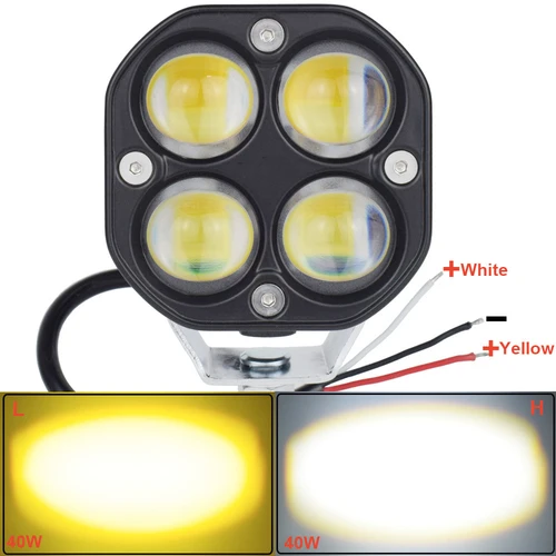 Imagen 2 del producto Focos de trabajo Led para motocicleta, barra de inundación, luz antiniebla, DRL, coche, camión, 4x4, todoterreno, blanco, amarillo, 3 pulgadas, 24V, 12V