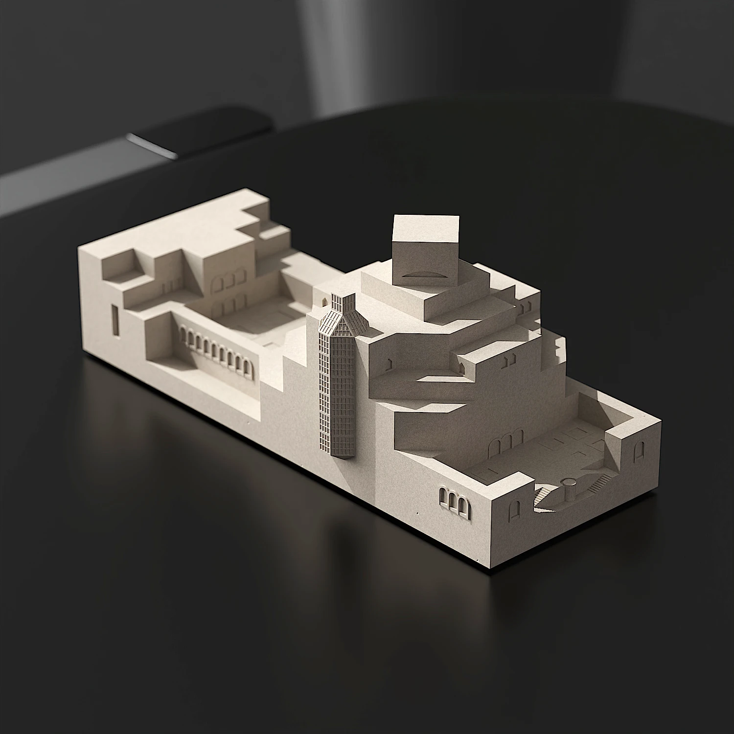 

Master Architecture Ieoh Ming Pei "Museum of Islamic Art" cement building model decorative art ornaments