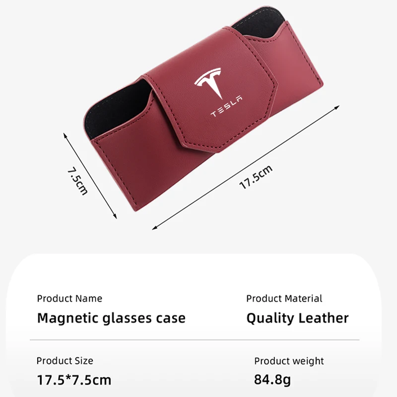 Magnetic Leather Car Sun Glasses Visor Case Storage Holder For Tesla Model 3 Y S X 2021 Roadster Cybertruck Juguete