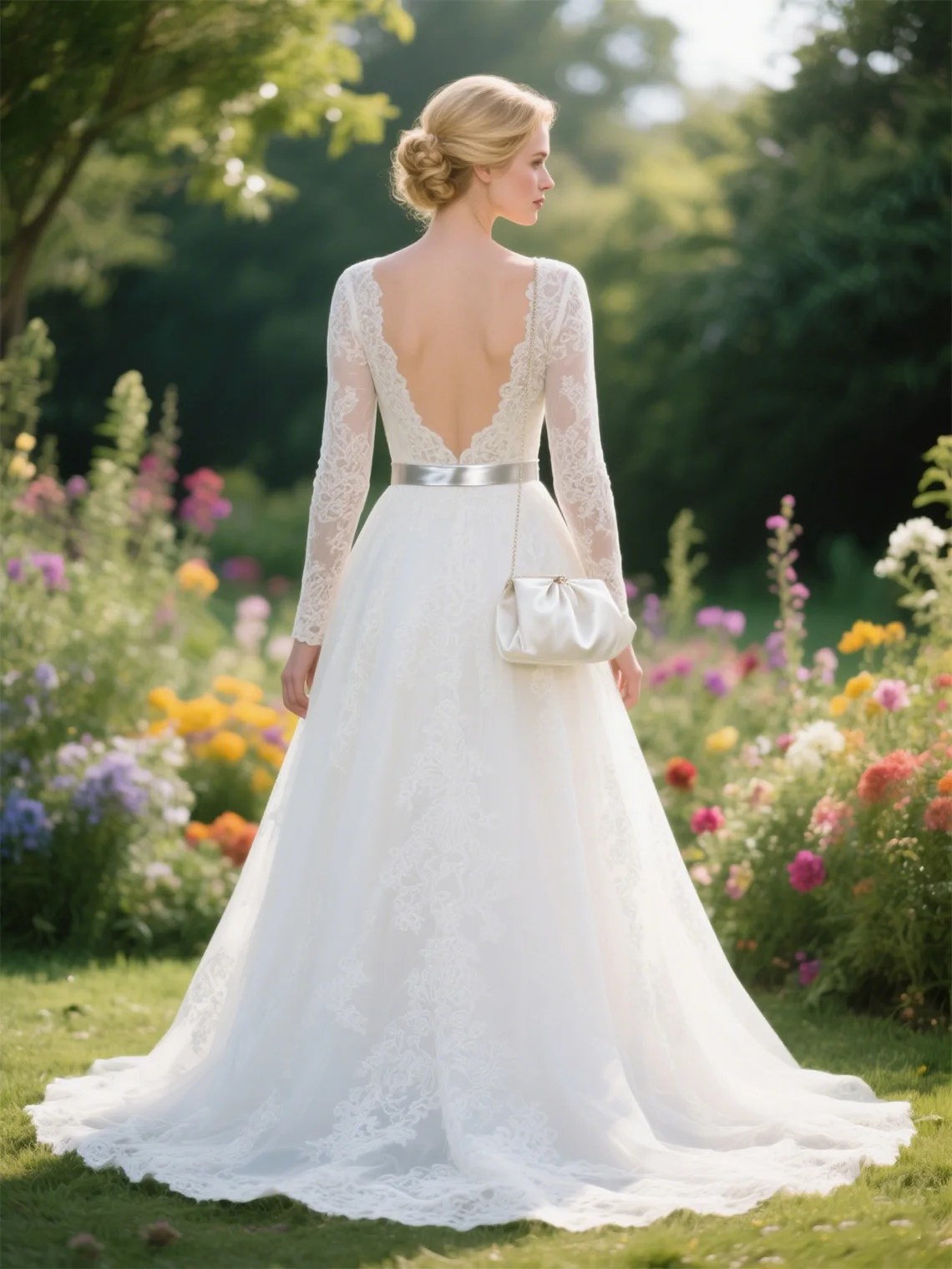 Gaun Pengantin Formal A-Line Elegan Gaun Pertunangan Seksi Applique Tulle Leher Sendok dan Kereta Sapu Selempang 2025 Gratis Disesuaikan