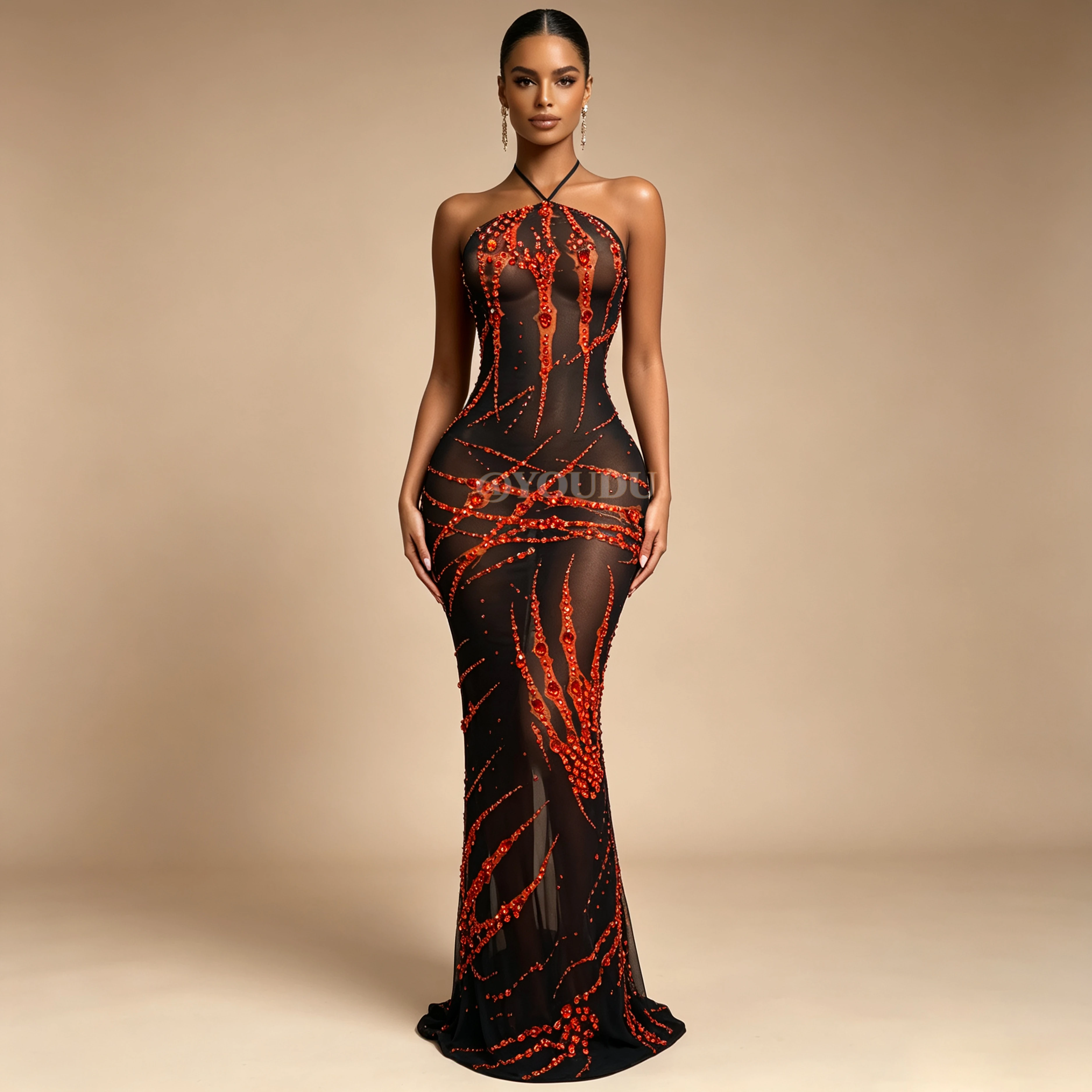 Special Designed Shining Rhinestones Sexy Mesh Bandage Dress Halloween Party Celebrate Outfit Fashion Show Stage Wear Xuezhua