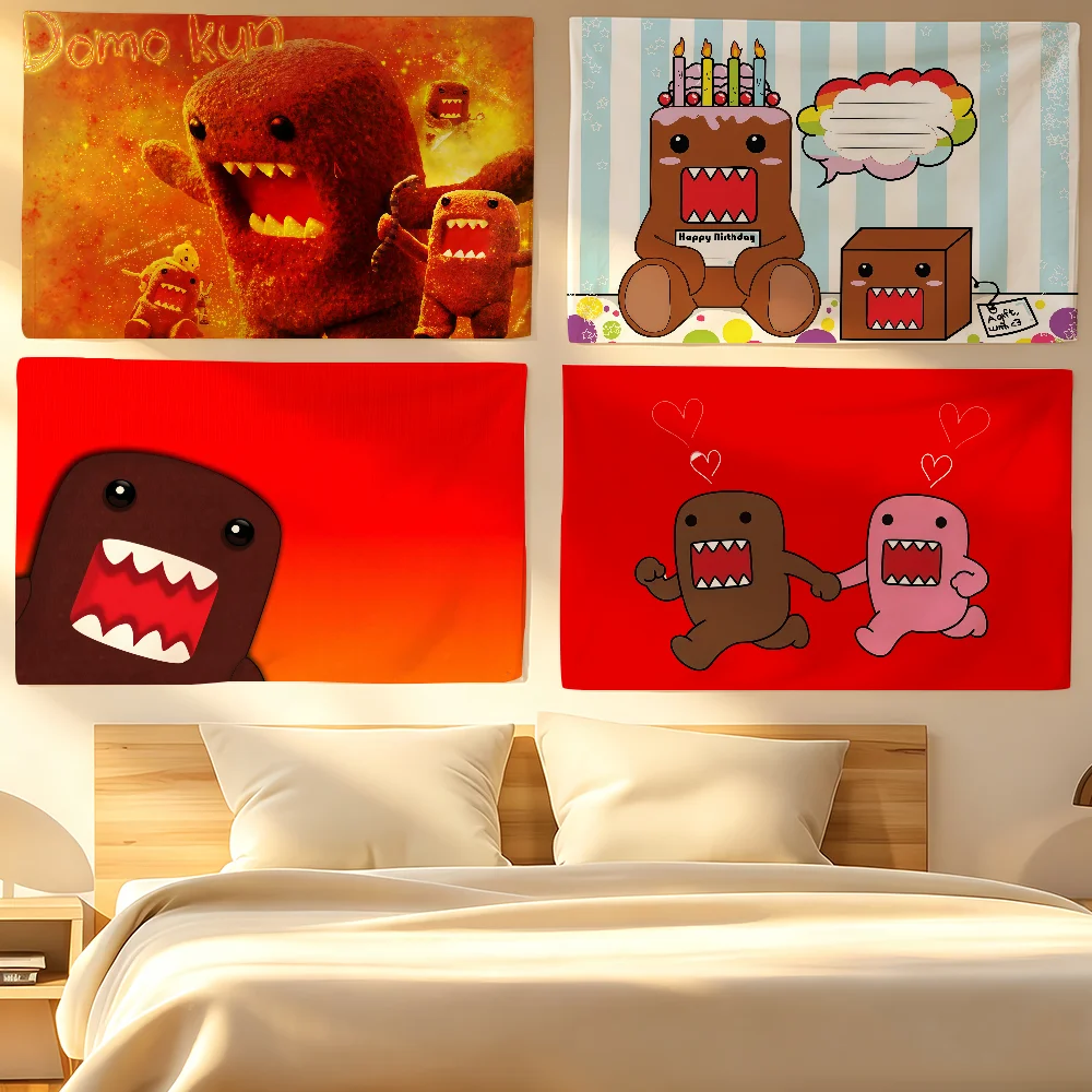 Cute Domo Kun Flag Tapestries Halloween For Classroom Dormitory Camping Picnic Party Cheering Home Indoor Outdoor Decor