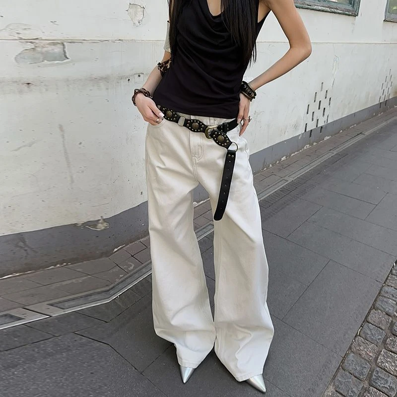 

ZHISILAO New Boyfriend Baggy Wide Leg Jeans Women Vintage Causal Y2k Chic Beige Loose Denim Pants Spring Summer 2026