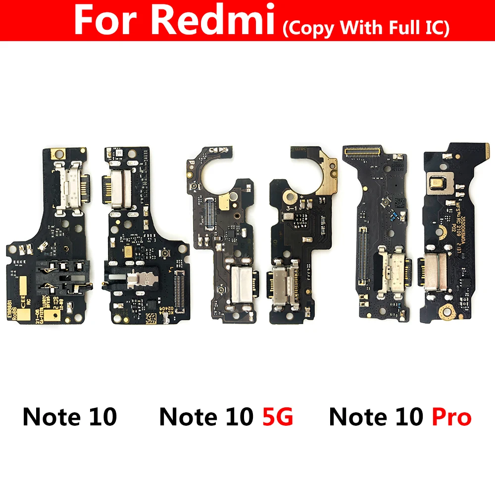 20PCS USB Charging Port Board Flex Cable Connector For Xiaomi Redmi Note 10 Pro / Note 10 5G Microphone Module Copy With Full IC