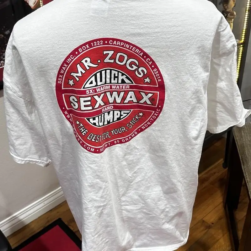 Camiseta masculina vintage Mr Zogs Sex Wax dupla face 2XL