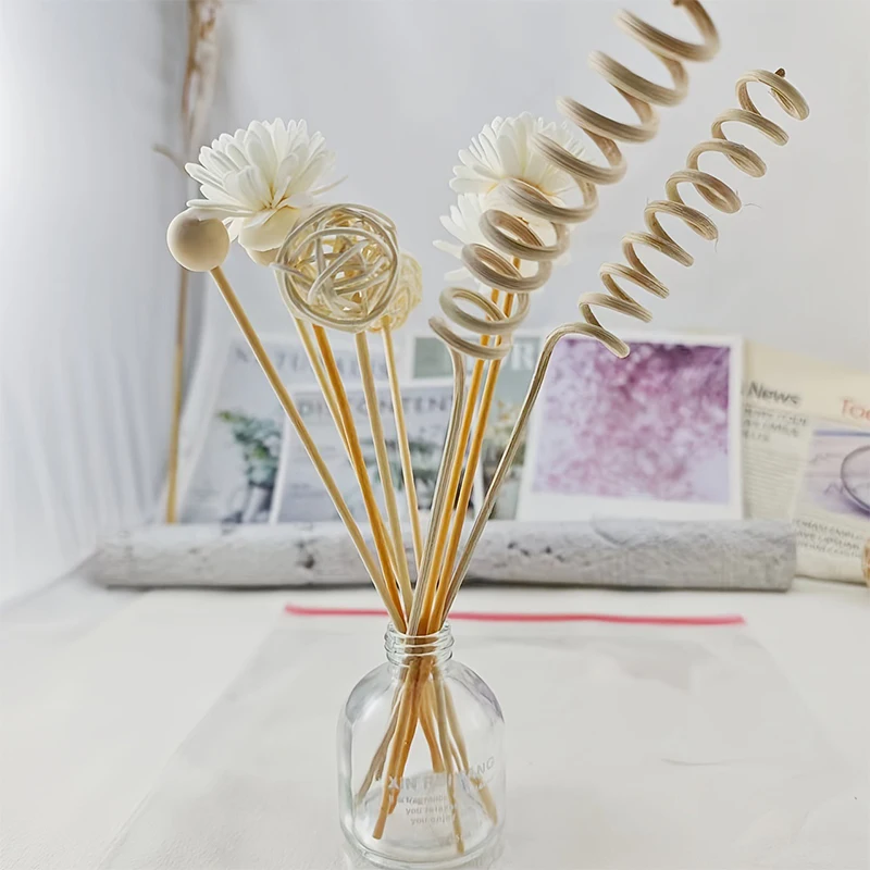 12PCS Weihrauch Ornamente Lotus Serie Blume Rattan Sticks Feuerlose Düfte Reed Diffusor Stick Diy Ornamente Wohnkultur